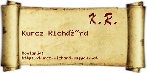 Kurcz Richárd névjegykártya