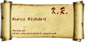 Kurcz Richárd névjegykártya
